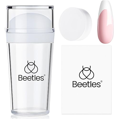 Beetles Nail Stamp 3Pcs Silicone French Tip Nail Stamp Kit with Replacement Nail Stamper Heads and Scrapers Soft Silicone Nail Printing Tool for Home Manicure Diy Nail Art Salon Gifts for Girls