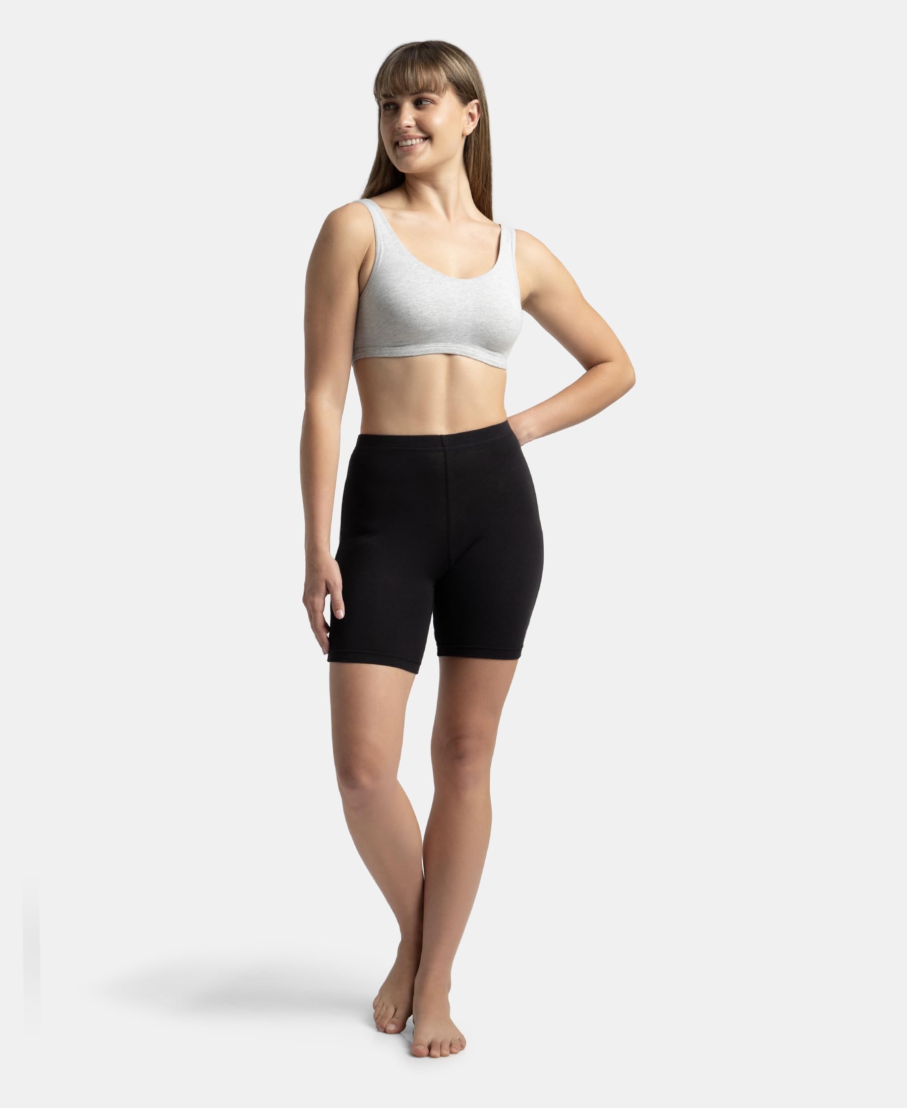 Jockey Women's Crop Top 1550_Steel Grey Melange_XL - Image 5 thumbnail