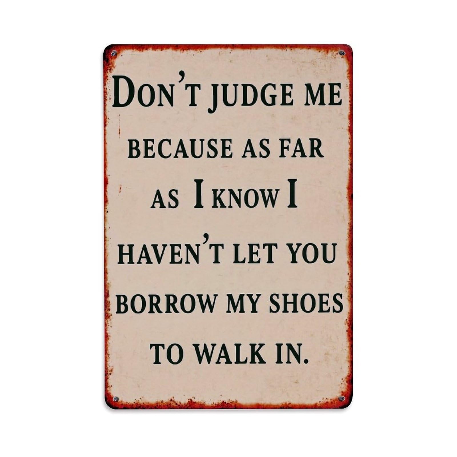 Jdfenggu Vintage Don't Judge Me Because As Far As I Know Retro Metal Tin Sign, Decor Art Poster For Bar, Home, Man Cave, Kitchen, Laundry Room Gift 8X12inch