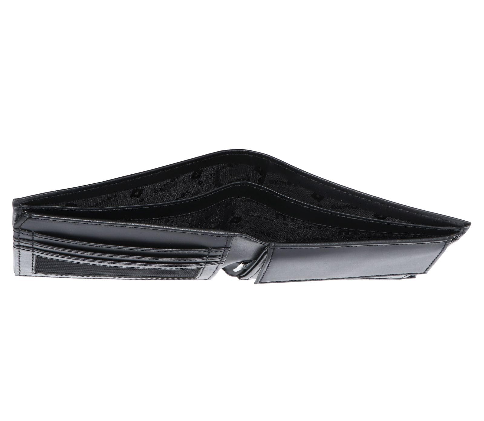 Oxmox Leder Geldbörse Leather RFID Protect Querscheinbörse Freedom Cross Embossed Black schwarz