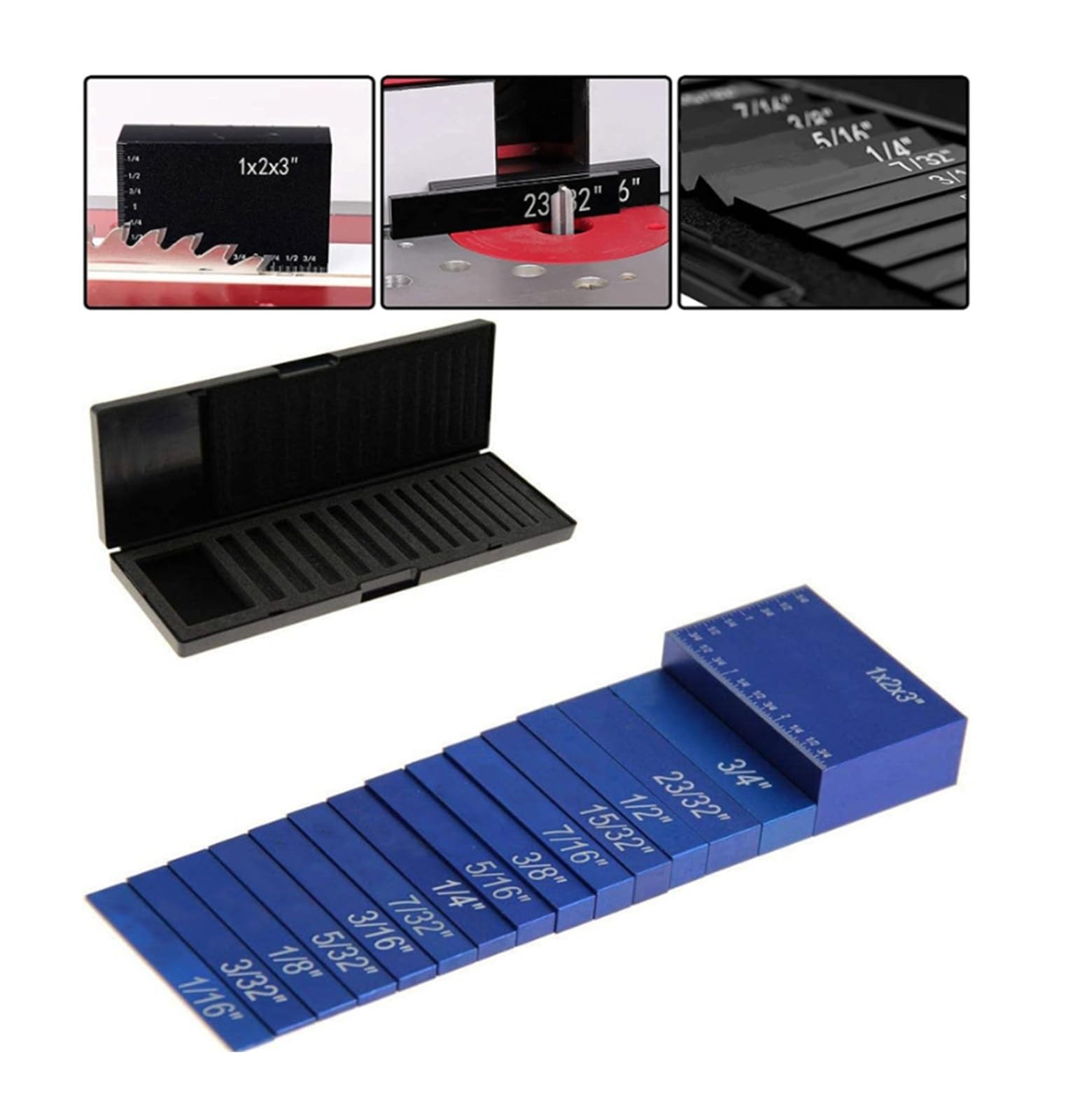 Set di misuratori altezza for blocchi installazione da 15 pezzi in pollici, barre in alluminio precisione metrica per la metrologia professionale(Black)