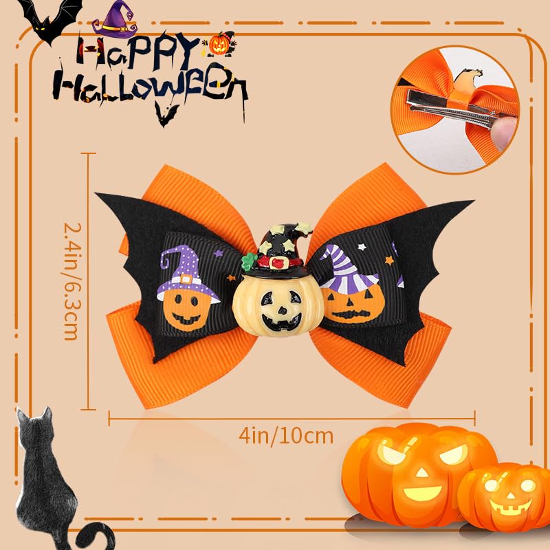 Miniatura 3 de Pinzas para el pelo de murciélago de Halloween con pequeño fantasma, calabaza, araña, decoraciones de dibujos animados de cocodrilo para