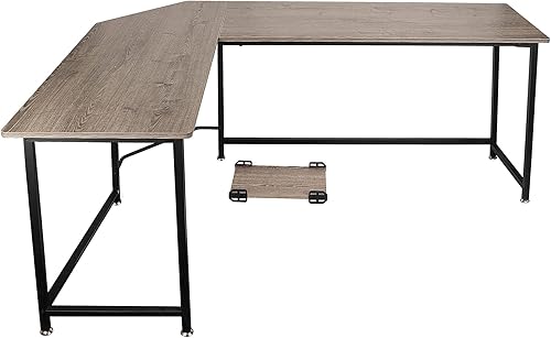 JIAMEI - Escritorio de madera para computadora en forma de Lesquina para oficina o computadora portátil mesa de estudio estación de trabajo grano de