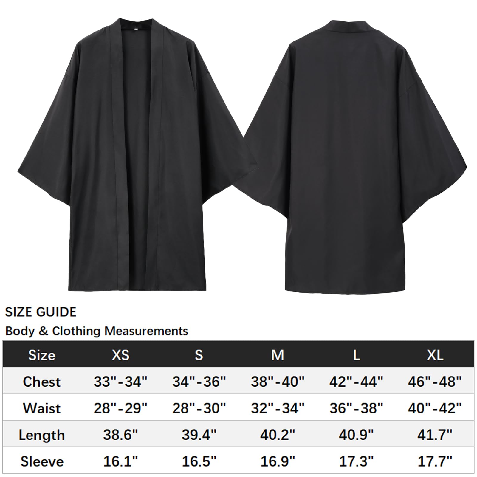 DAZCOS Anime Black Haori Kimono Kung Fu Cosplay Costume Japanese