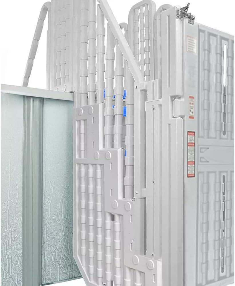 Aqua Select Everest Blue Above Ground Pool Steps | 4-Step Pool Entry System for Decks | Wide Textured Steps | Child & Senior Safe | Supports 350 lbs | Pool Access Ladder Attachment