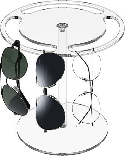 Soporte para gafas de sol giratorio de 360 grados, soporte de gafas de sol acrílico, estante de exhibición de lentes de sol negrotransparente,