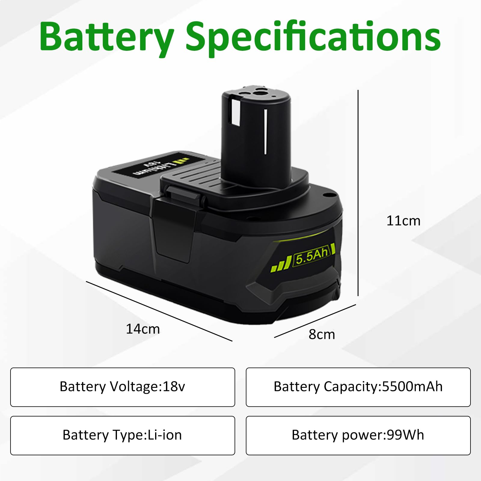 2X 5500mAh RB18L50 Batteria di ricambio per ryobi 18V batteria compatibili co 18 V