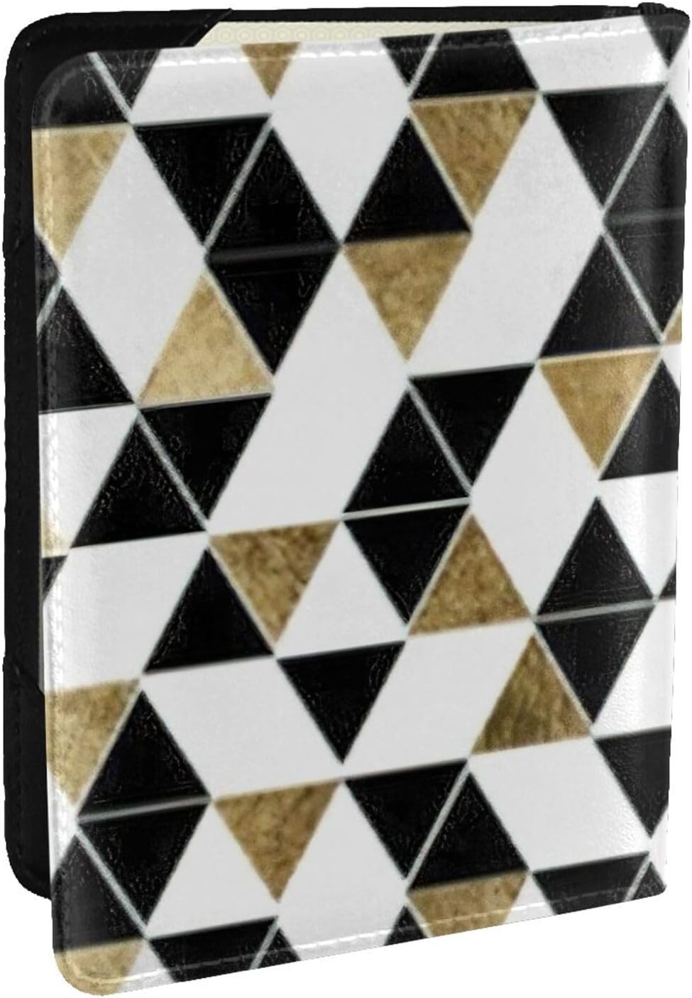 Fashion Modern Black White Gold Triangles Print Passport Holder, Cute Passport Cover, Travel Wallet With Credit Card Slots Passport Wallet Waterproof Documents Organizer