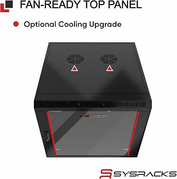 Sysracks - Network Data Cabinet - 12U Rack Mount - Wall Mount IT Rack - Locking - Server Rack - 18-Inch deep Data Rack - Locking Server Rack Cabinet Glass Door