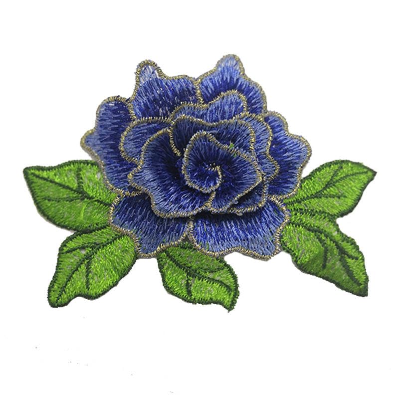 Naszywka haftowana 11 * 8 CM 5 SZTUK Mały niebieski kwiat haftowany naszywka do prasowania aplikacje chińskie na odzież naszywki przyszycia kurtkę jeansową(Black)