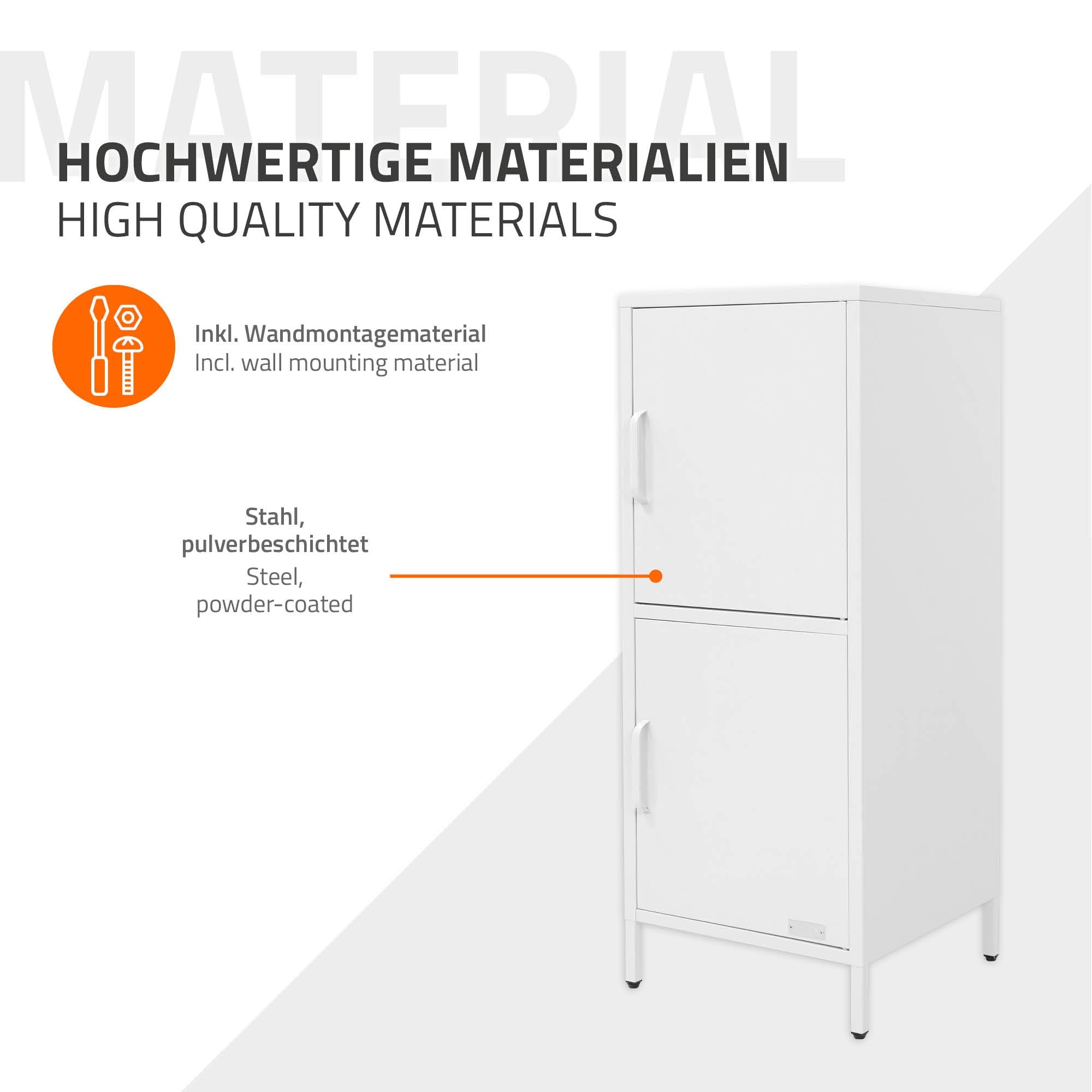 ML-Design Armadietto Portadocumenti da Ufficio Bianco 40 x 101,5 x 40 cm, Contenitore in Acciaio con 2 Ante e Ripiani Regolabili, Mobile Multiuso di Archiviazione, Organizzatore per Studio o Soggiorno