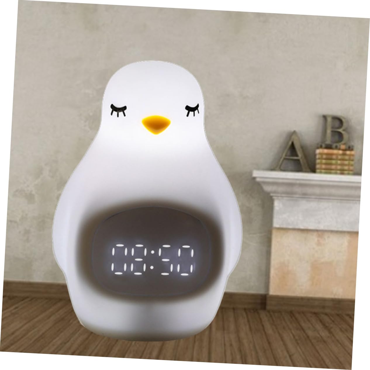 ORFOFE Kreativer LED Pinguin Wecker aus Silikon mit Alarmfunktion und Hautähnlicher Oberfläche Digitale Lampe für Kinderzimmer und Schlafzimmer Weiß
