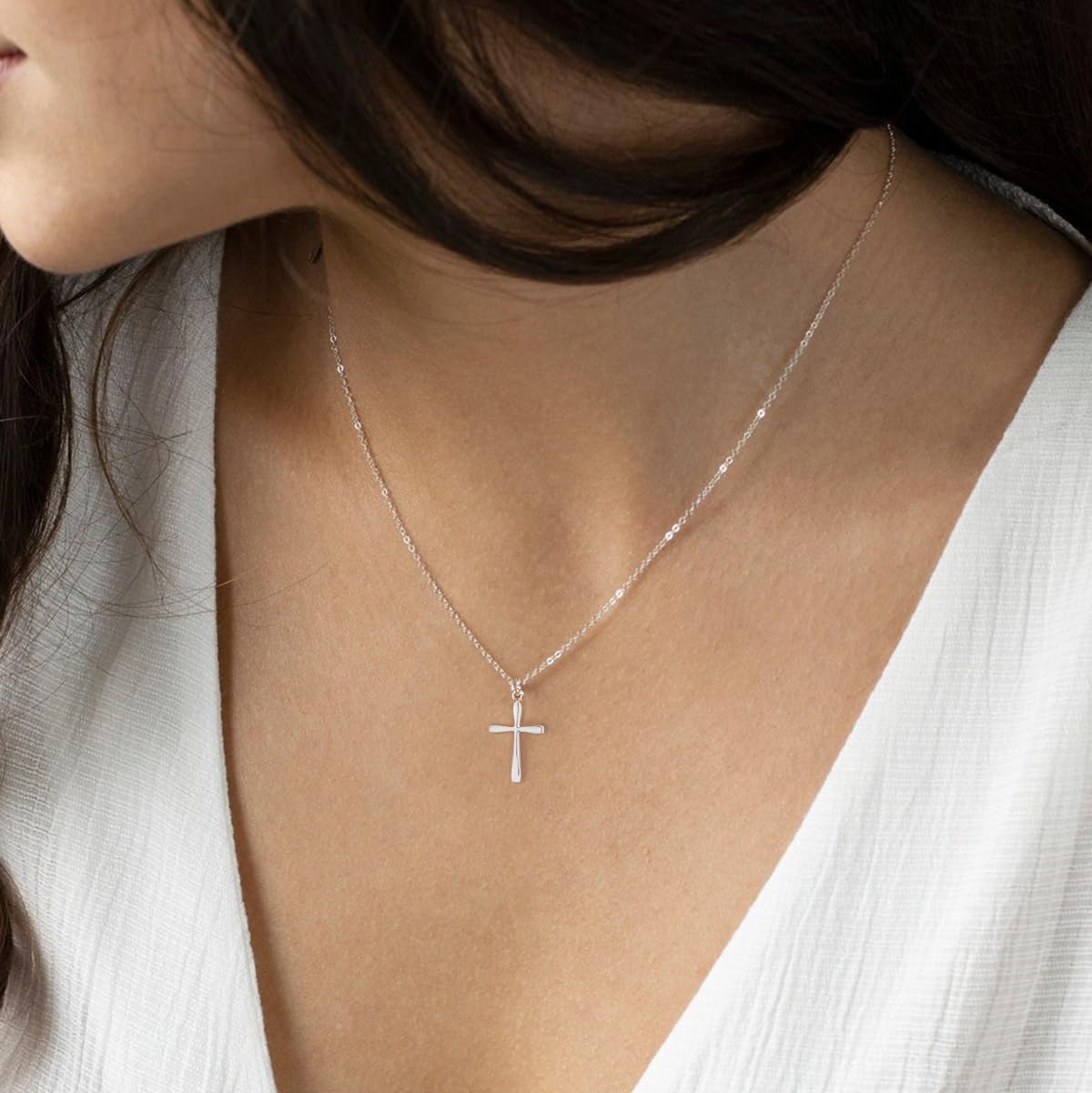Cross Necklace for Women Dainty 14K Gold Silver Plated Cross Chain Pendant Christian Religious Baptism Faith Charm Trendy Jewelry Gift - Image 3