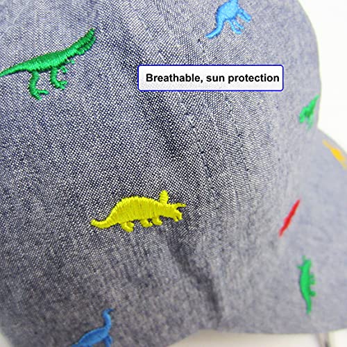 Sun Hat For Baby Boy And Baby Girl,Boys Girls Caps, Baby Baseball Caps Cotton Infant Toddler Kids Hat (2-4 Years, Gray Blue Dinosaur) #TOP3