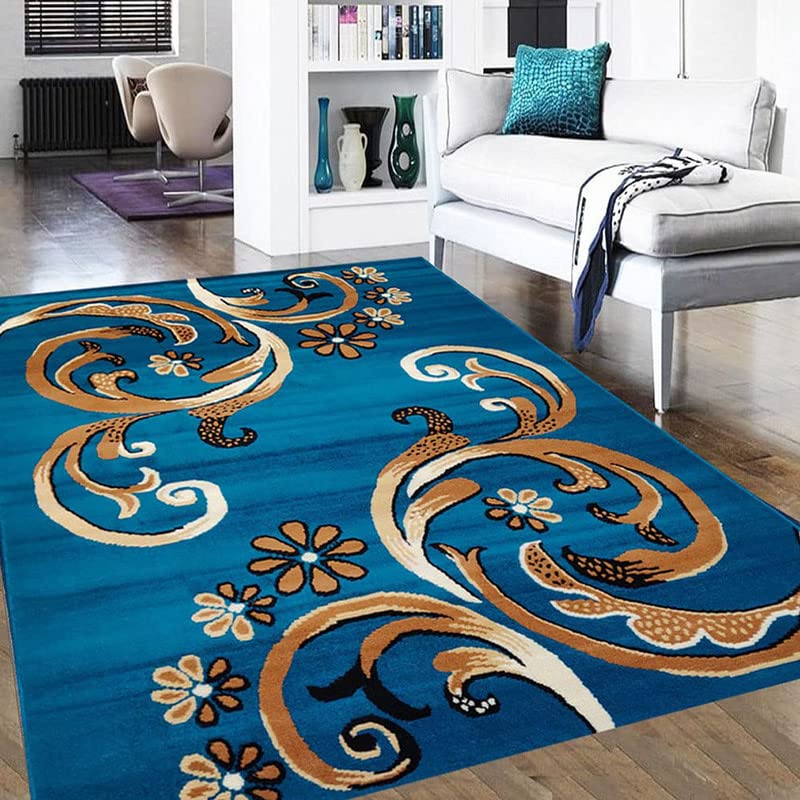 Image of Home Decore Acrylic Carpet for Your Living Room & Drawing Room Aywhere in Your Home (150x210 Blue Colour)- 5x7 Feet