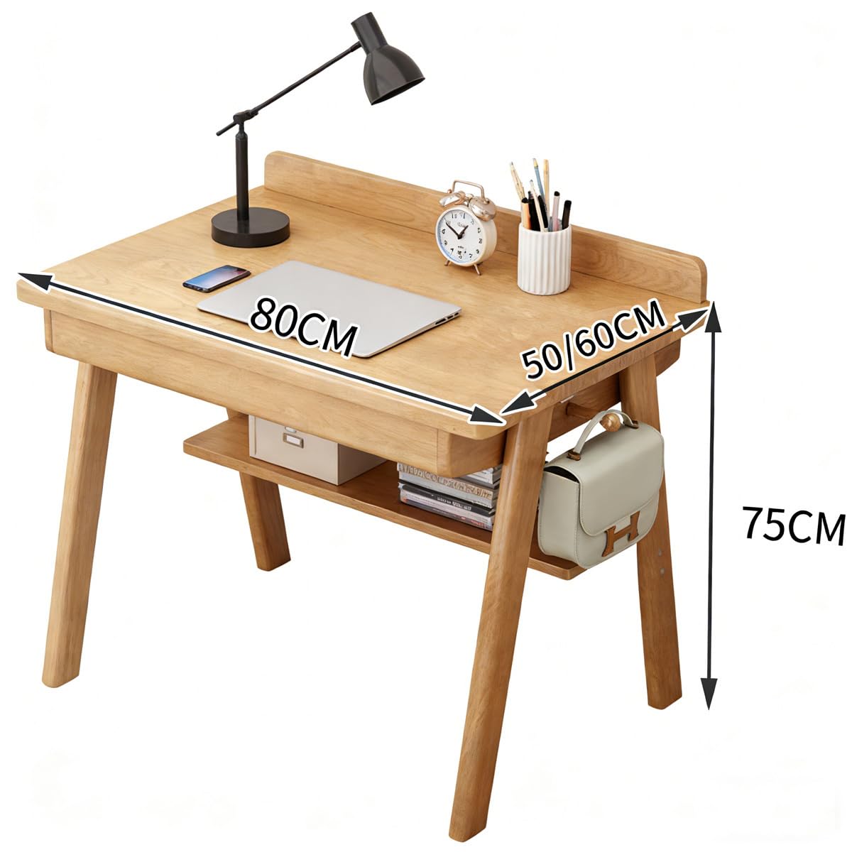 Piccola scrivania per computer in legno con cassetti, scrivania compatta per casa e ufficio per piccoli spazi, tavolo da studio per camera da letto, robusta postazione di lavoro per PC per studenti