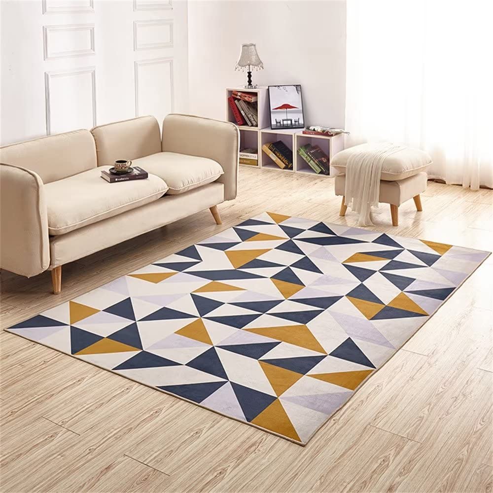 Tapis chambre garçon géométrique triangle 120X170CM à dossier anti-glisse
