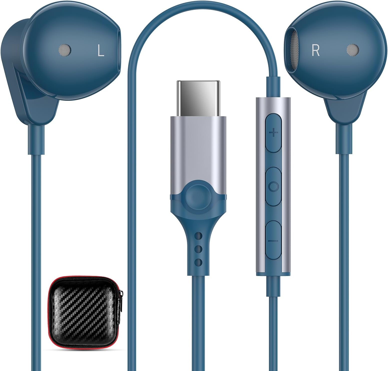 USB C Headphones for iPad A16 iPhone 15 Pro Max 16 Plus, USB Type C Earphones HiFi Stereo USB-C Wired Earbuds with Microphone Volume Control for S20 S21 S22 S23 S24 S25 Ultra FE, Pixel 6a 7a 6 7 Pro