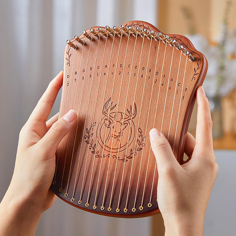Portable Lyre Harp, 17-strunowa harfa Lyre dla początkujących, harfa Party Finger, Portable Solid Harp String Instrument, Proste i łatwe do nauczenia się, narzędzie do zabawy na imprezę