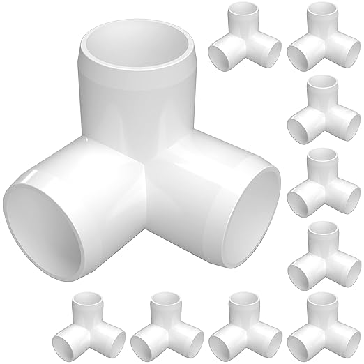 FORMUFIT 1/2” 3-Way Elbow Furniture Grade PVC Fitting in White, Made in USA, UV-Resistant, Impact-Proof, 0.840” Actual Socket Diameter (Pack of 10)
