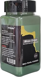 Mica Powder Pigment, 3.5 OZ/100G Mica Powder for Soap Making, Shimmer Resin Color Pigment for Epoxy, Slime, Bath Bomb, DIY Crafting Projects(Moss Green)