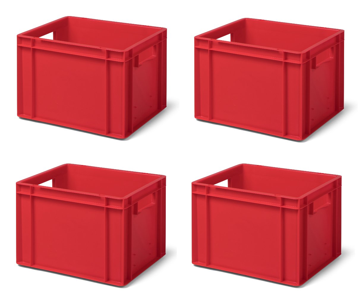 4 szt. transporter TK427-0, czerwony, 400 x 300 x 270 mm (dł. x szer. x wys.), z polipropylenu, pojemność: 23 litry, nośność: 40 kg, nadaje się do kontaktu z żywnością, Made in Germany, jakość
