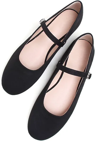 Stunner Women's Leather Dress Flats - Comfortable Square Toe Slip On Mary Jane Work Flats