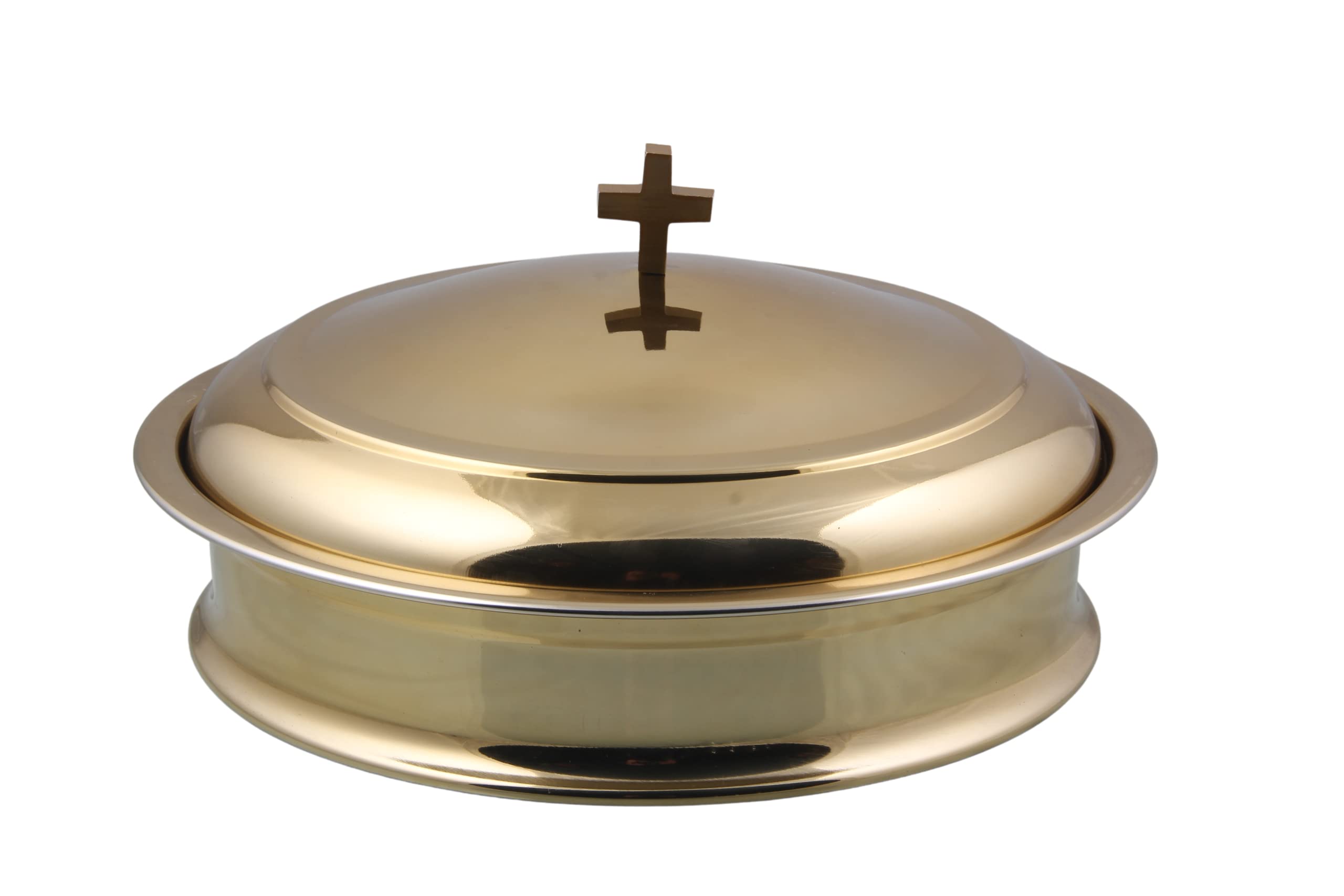 Communion Ware | Church Communion Tray Set | Holy Stackable 1 Communions Tray with a Cover for Churches | Communions Supplies | Stainless Steel Trays with 40 Holes Disk – Shiny Gold Finish