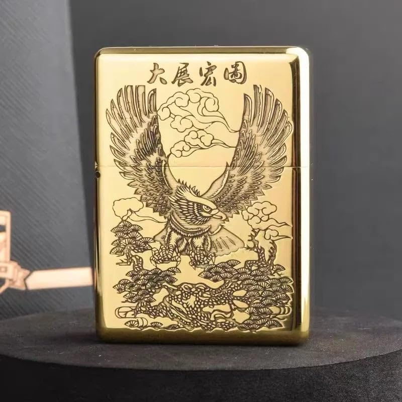 ZORRO 912 Windproof Brass Lighter – Retro Waterproof Constantine Style Shell, Refillable Kerosene Grinding Wheel Pocket Lighter Gift for Men Brass C