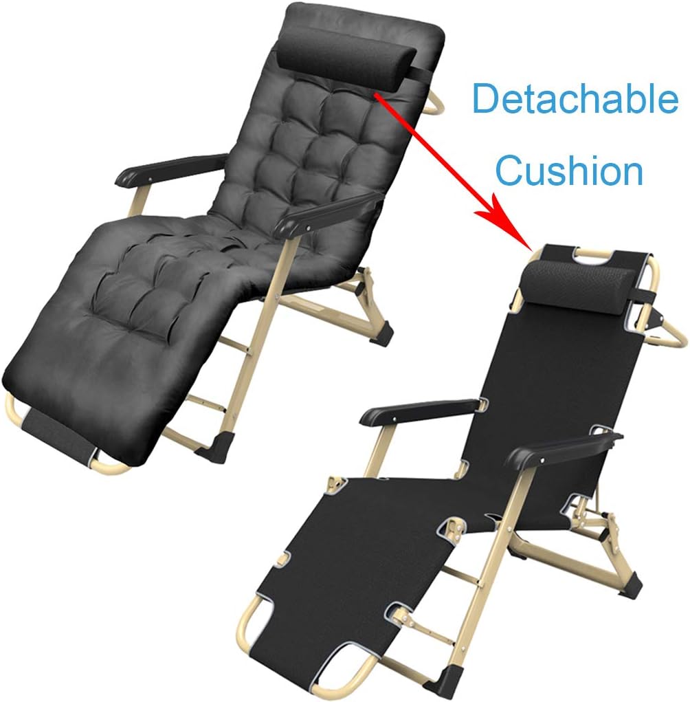 Folding Sun Lounger Recliner Chairs 600D Oxford Zero Gravity Chair Reclining Garden Chair - Outdoor Lawn Lounge Chairs for Patio Camping Max.200kg - Black