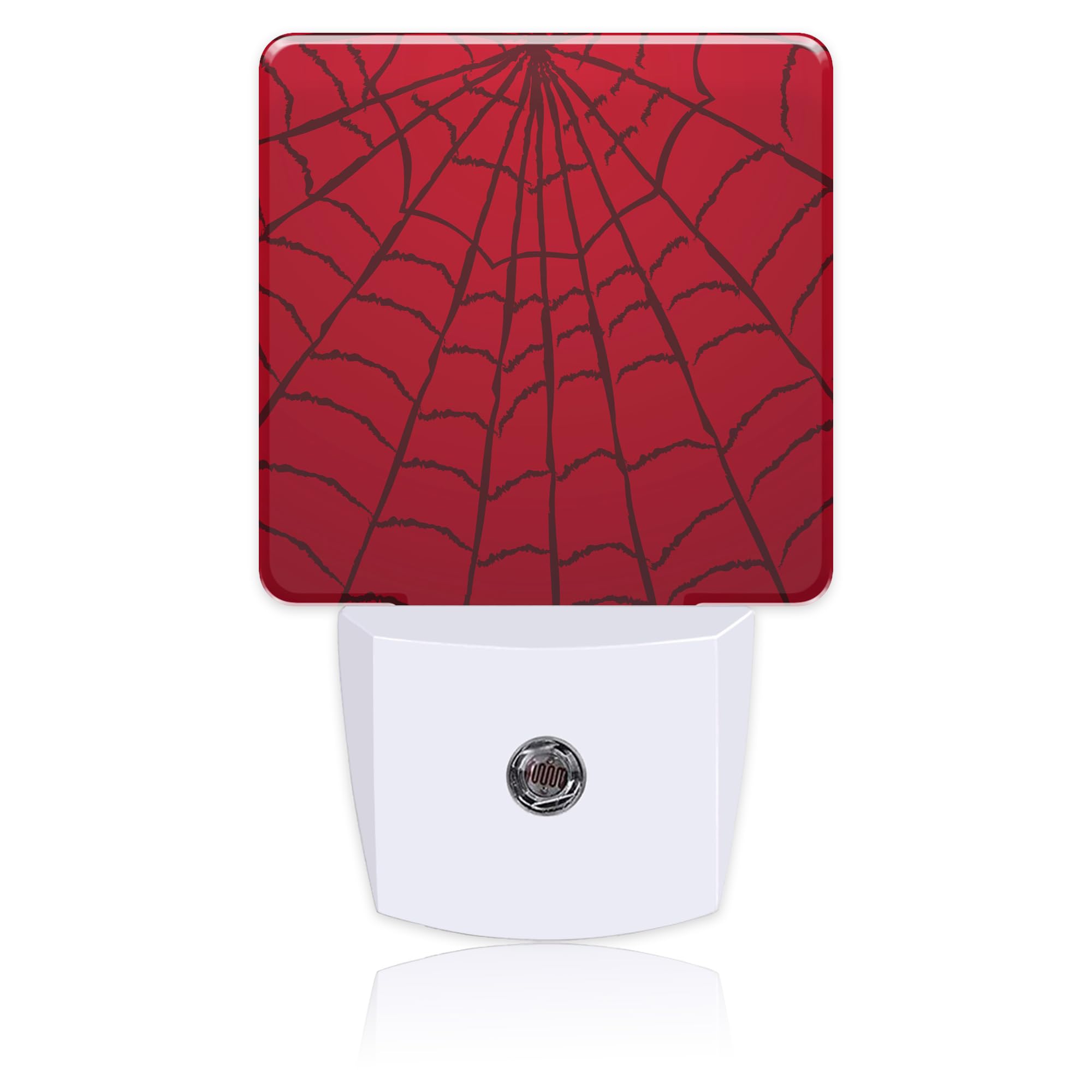 Red Spider Web Night Light,Modern Night Lights Plug into Wall,Dusk to Dawn Sensor Nightlight for Kids Bathroom Kitchen Hallway Bedroom Decor