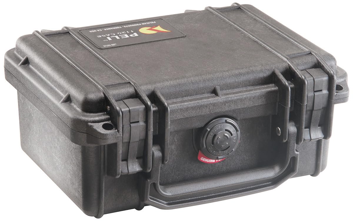 PELI 1120 Schokbestendige Koffer Voor Dslr Camera, Lenzen, Objectieven, E.D., Ip67 Water- En Stofdicht, Capaciteit: 2L, Gemaakt In De Vs, Zonder Schuim, Kleur: Zwart