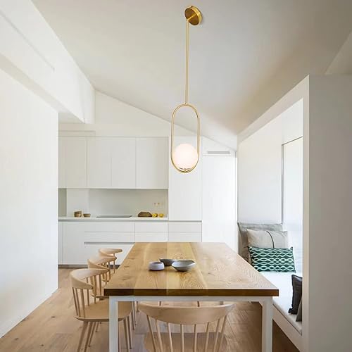 Miniatura 5 de SeeU Lámpara colgante moderna de globo dorado, candelabro de mediados de siglo, una lámpara colgante para isla de cocina, iluminación interior de