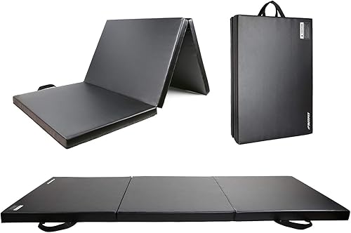 RitFit Tapete de ejercicio plegable mejorado, tapete de gimnasia de 2 pulgadas de grosor, 3 x 6 pies, 4 x 8 pies, 4 x 10 pies, con asas de
