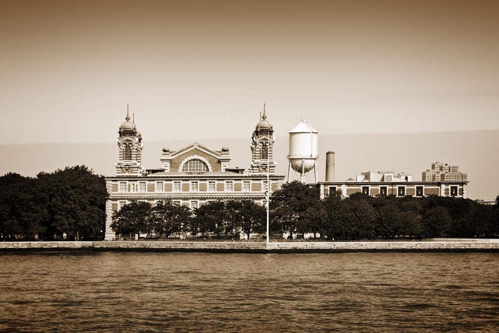 Ellis island in New York City vintage sepia Photo Cool Wall Art Print Poster 24x36