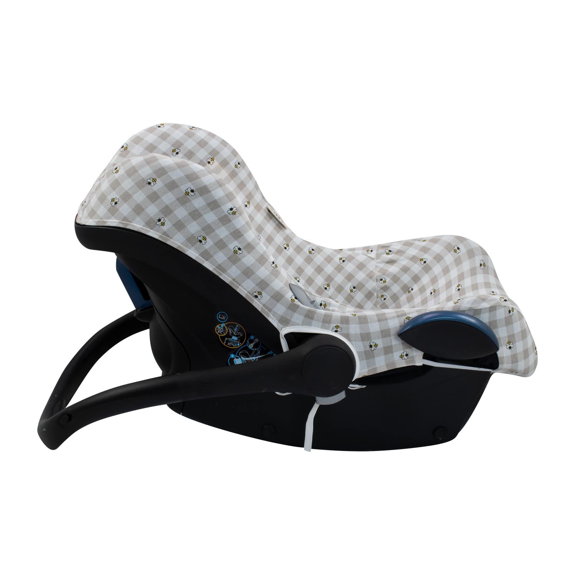 JYOKO Kids Funda de algodón para Silla de Coche Compatible con Maxi Cosi Cabriofix, Portabebe gr 0 (Picnic Vichy)