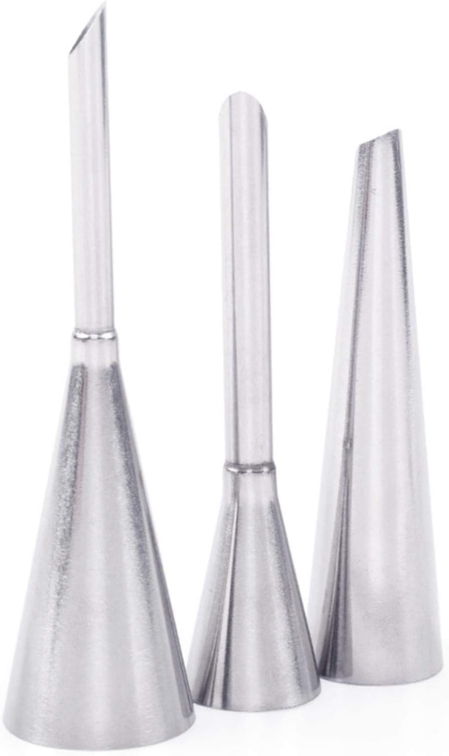 Cream Icing Piping Nozzle, 3Pcs Stainless Steel Puff Nozzle, Decorating Tips Baking Tool, Piping Bag Nozzles for Filling Donuts, Cupcakes, Elclairs and Pastry