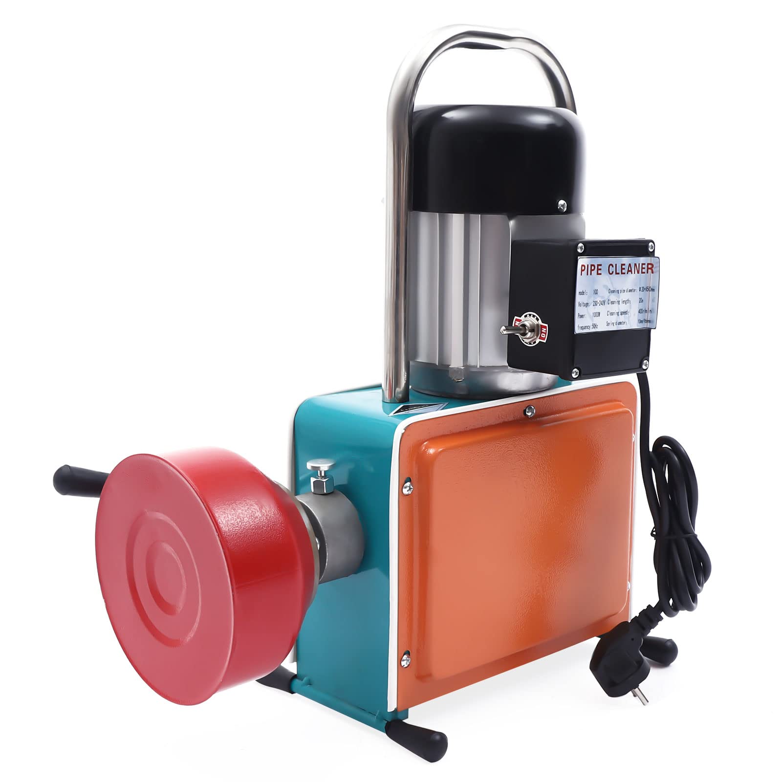 Limpiador de pipas ligero, desmontable, en espiral, limpiador de desagües, máquina de limpieza de tuberías, dispositivo de limpieza de tuberías, limpiador de tuberías, 1000 W