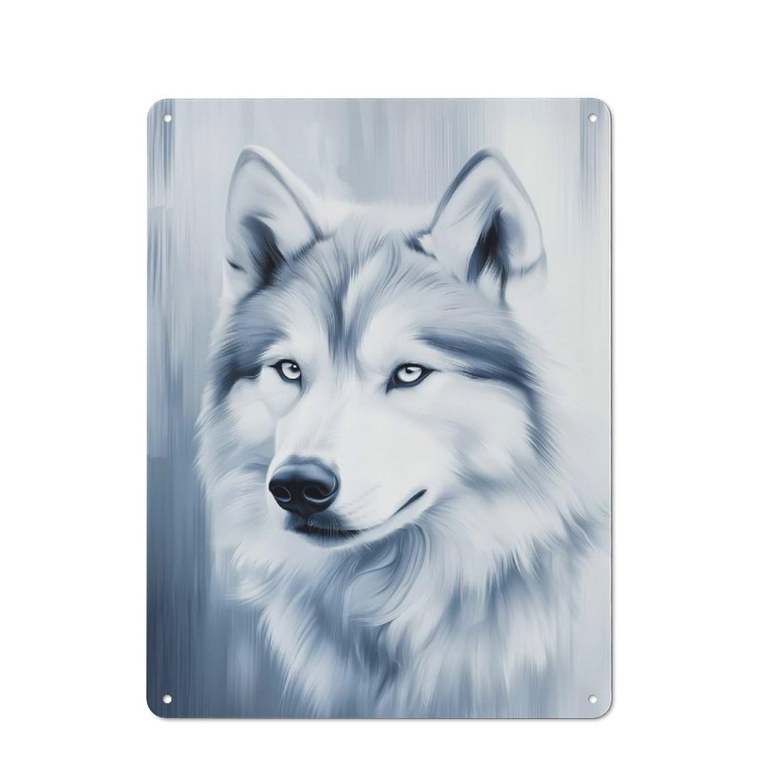 Siberian Husky Portrait in Blue Tones Metal Wall Art Sign 40x30cm, Vintage Vintage Wall Decor for Lounge, Study, Pub Or Wall Gallery
