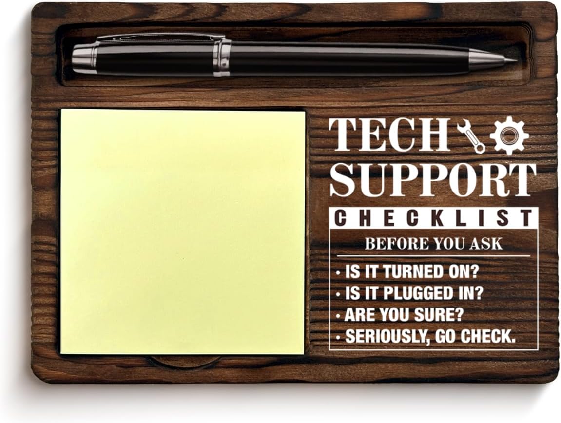 Tech Support Gifts for Women Men, Funny Gift for IT Tech Support Engineer Computer Programmer Christmas Birthday Funny Technology Gifts Sticky Note Holder Office Decor