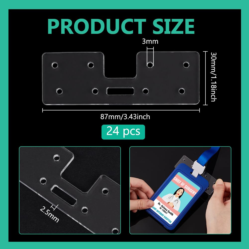BENECREAT 24Pcs Acrylic Badge Buddy Topper, 87x30x2.5mm Badge Buddy Pin Holder for Nurse Doctor Staff Name Cards Display Pins - Image 2