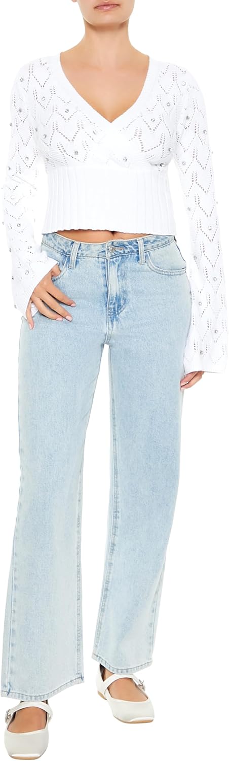 Forever 21 Womens Rhinestone Cropped Sweater - Image 2