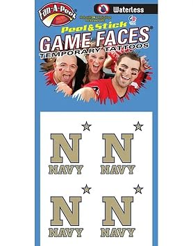 United States Naval Academy Waterless Peel & Stick Temporary Spirit Tattoos 4-Piece Midshipmen Logo
