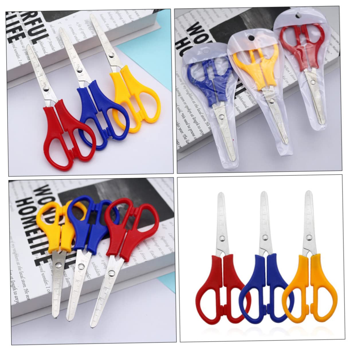 Angoily 60 Pièces Ciseaux Arrondis avec Échelle pour Étudiants Fournitures Artisanales Diy Idéaux pour Scrapbooking et Cartes de Couleur Aléatoire