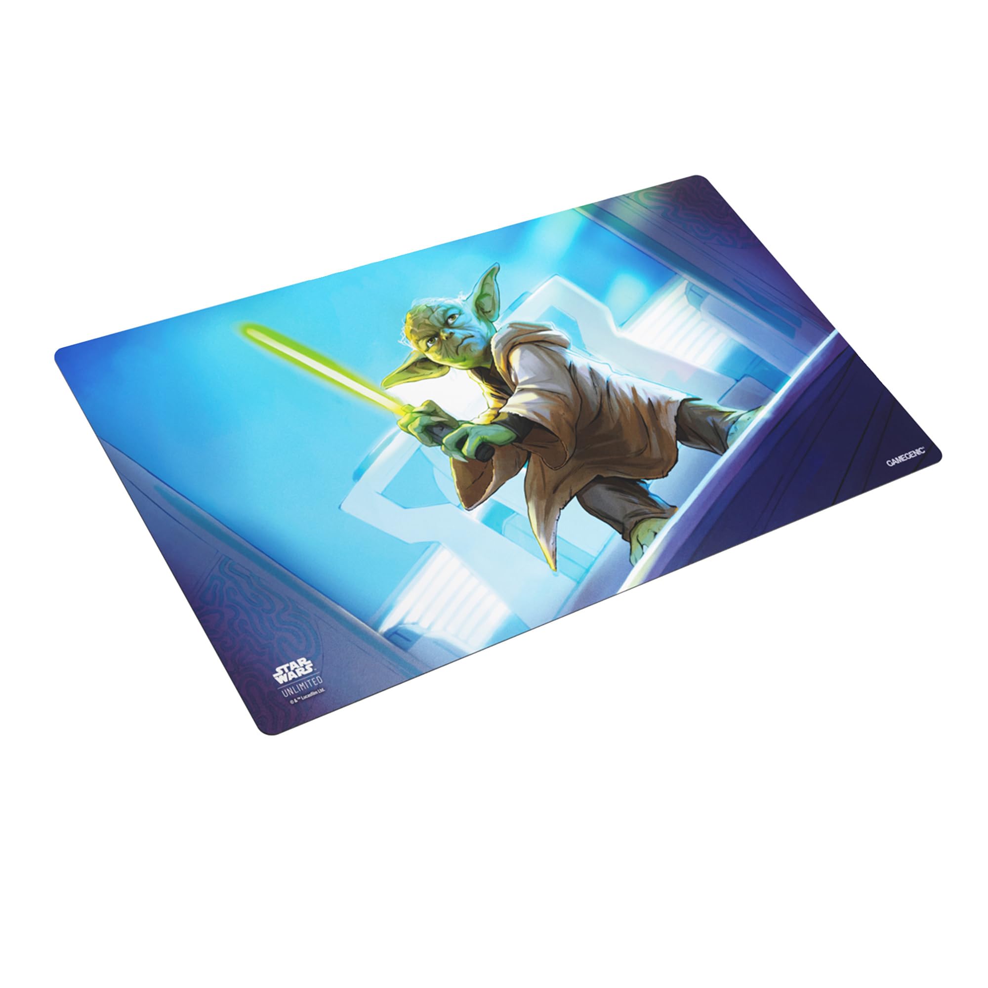 Star Wars Unlimited Yoda PRIME GAME MAT - oficjalnie licencjonowany kolorowy nadruk Playmat, Slip-Resistant 24" by 14" Rubber Mat, kompatybilny z TCG i LCGs, Made by Gamegenic