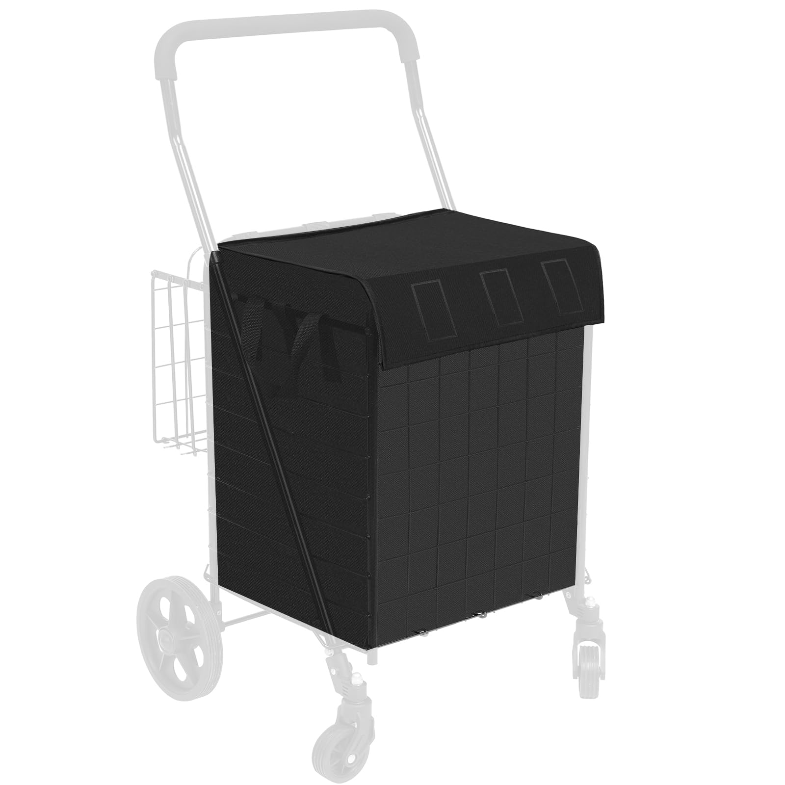 Siffler Waterproof Shopping Cart Liner with Cover, 18" X 15" X 24" Square Bottom, Fits Standard Folding Shopping Trolley, Cover and Adjustable Straps