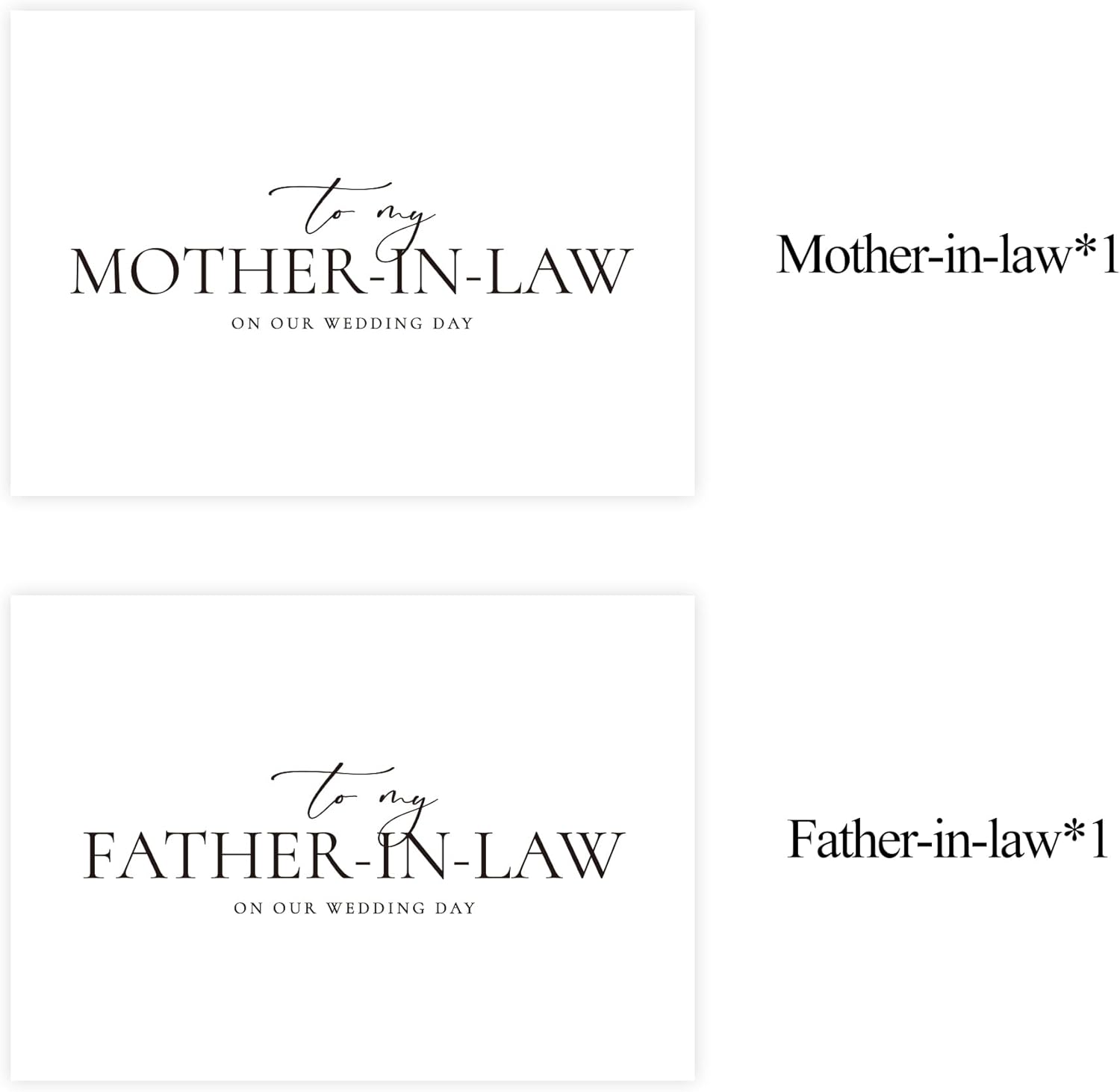 Set of 2 To My Father/Mother In Law On Our Wedding Day Card, Father/Mother In Law Of The Bride/Groom Gifts. - Image 2