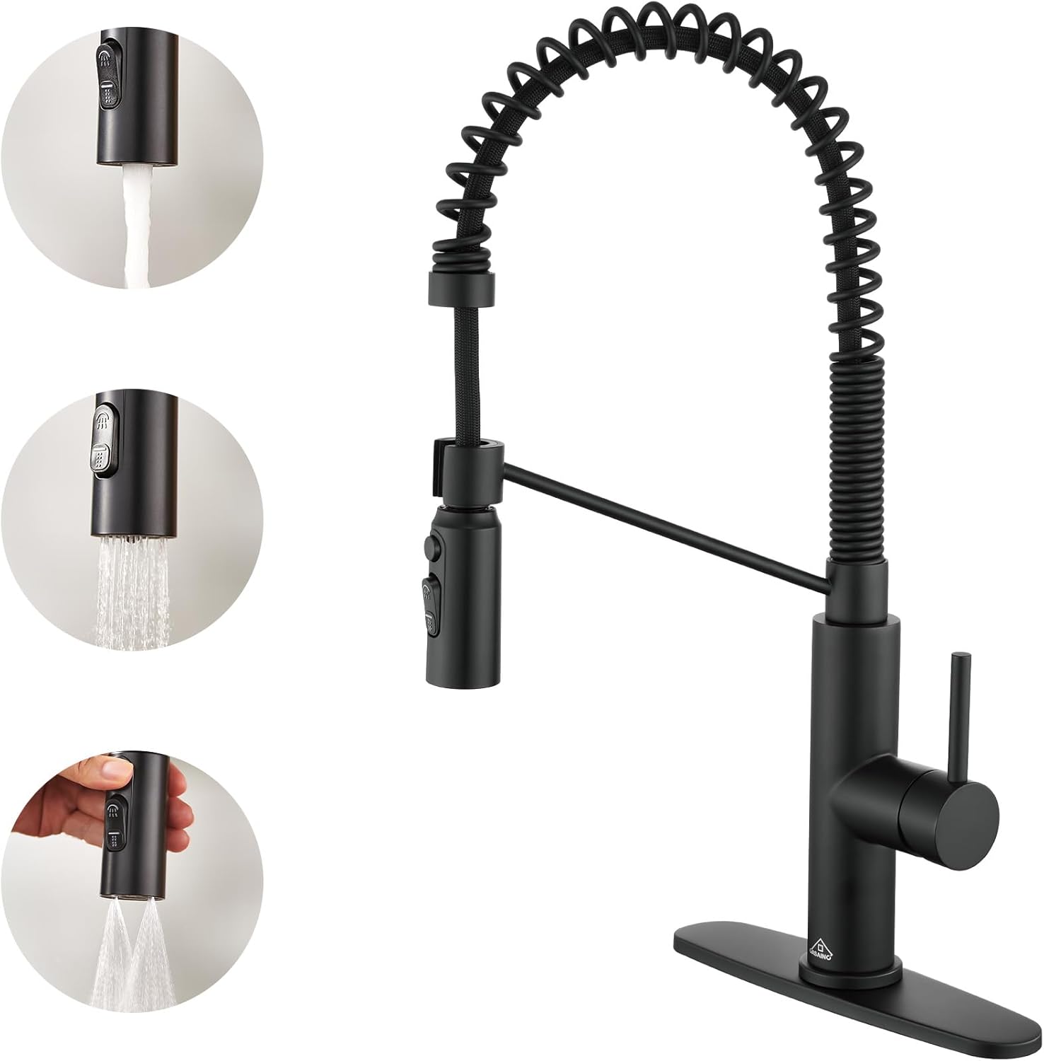CASAINC Touchless Kitchen Faucet with Pull Down Sprayer, Motion Sensor Smart Activated Hands Free Single Handle, Matte Black Kitchen Faucet for Bar Laundry Kitchen Sink