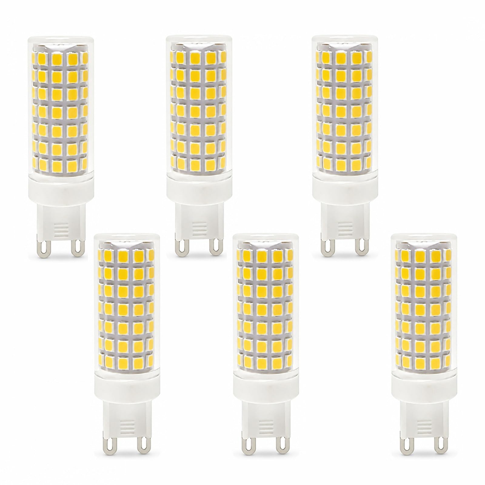 Bombilla LED G9 Luz Fría 6000K 9W Equivalente a 72W Alto Brillo 990 Lúmenes Sin Parpadeo CRI>80 Larga Vida Útil para Dormitorio Salón Cocina No Regulable(6 Pack)