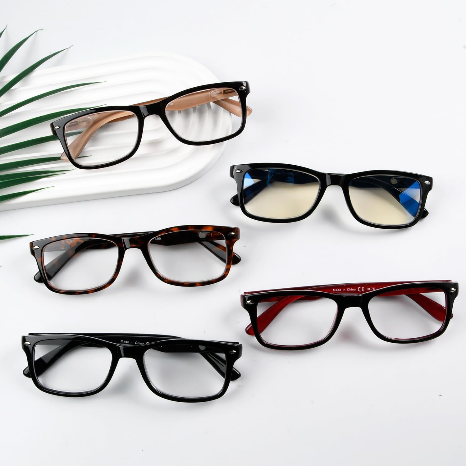 Eyekepper 5-Pack Classic Reading Glasses Include Computer Reader Eyeglasses for Women Men Reading with Spring-Hinges +4.00
